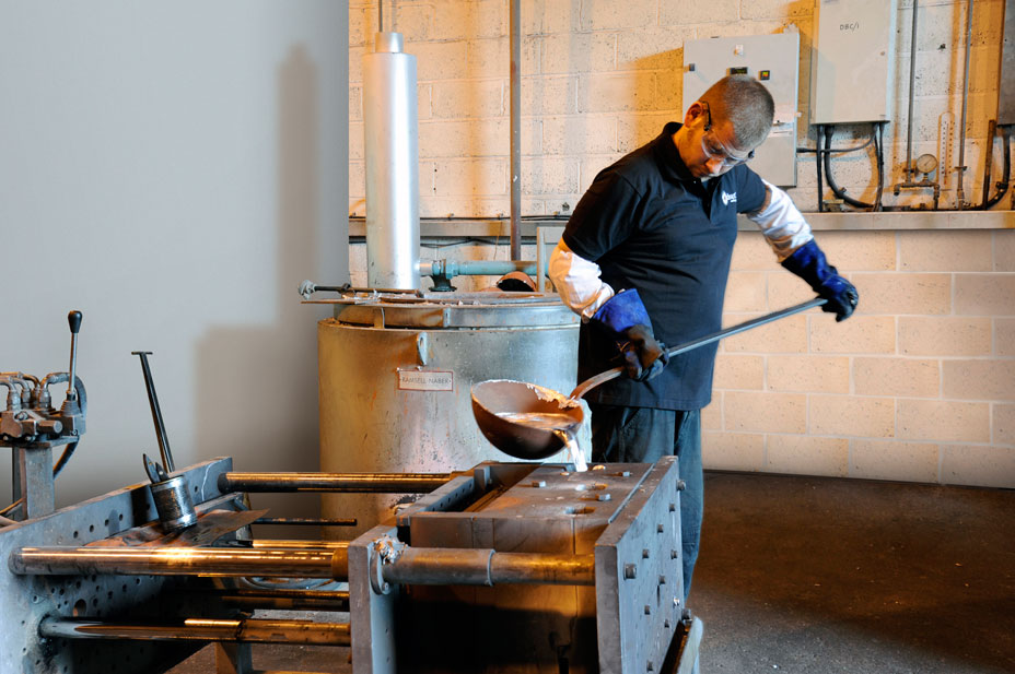Engineer working with an Aluminium Cast